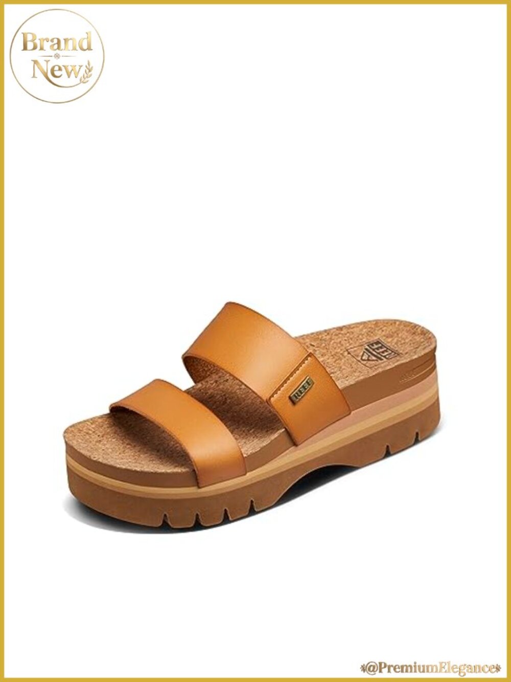 REEF Cushion Vista Higher Vegan Leather Platform Slide Sandal Arch Support